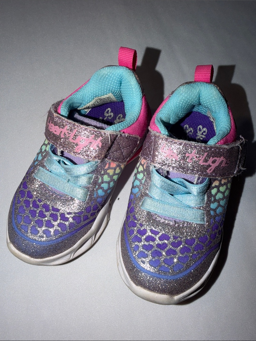 Skechers Lights Toddler Little Girls Size 5 Pink Purple Colorful Sneakers